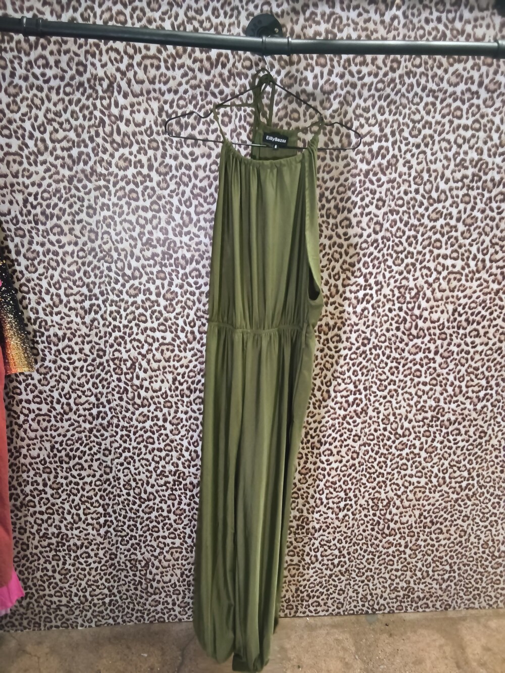 Eilly Bazar Large Green Sleeveless Jumpsuit Wide Leg